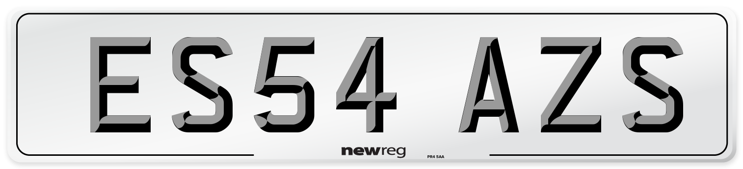 ES54 AZS Number Plate from New Reg